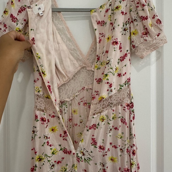 LPA Dress XXS Floral Pink Midi Dress with side slit - Picture 10 of 14